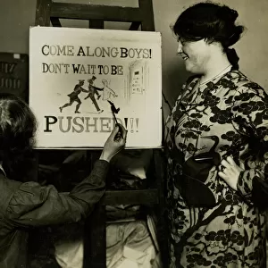 Women artists making recruitment poster, WW1