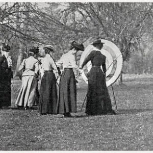 Women examining scores. Date: 1901 Women examining scores. Date: 1901