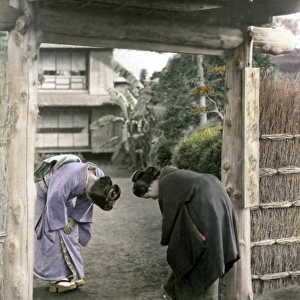 Women greeting each other, Japan