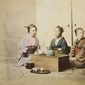 Three women having tea