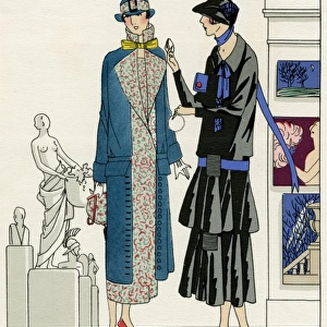Two women in outfits by Bernard and Premet