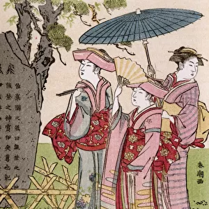 Three Women outside by Katsukawa Shuncho