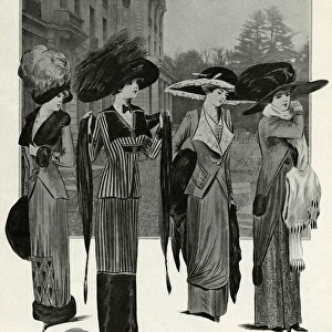 Four women wearing autumn jackets 1910