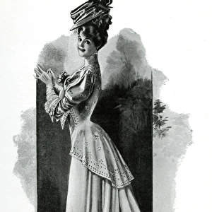 Women wearing embroidered linen dress 1906