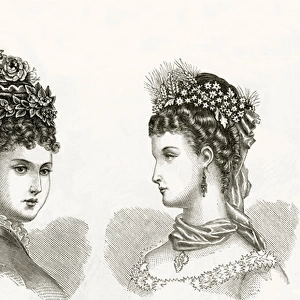 Women wearing victorain headwear 1875