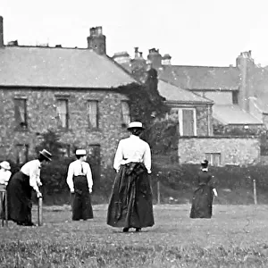 Women's cricket match, Victorian period