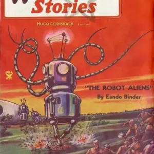 Couverture du magazine de science-fiction Wonder Stories, Robot Aliens. Couverture du magazine de science-fiction Wonder Stories, Robot Aliens.