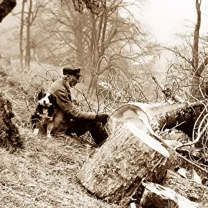 Woodcutter and his dog Victorian period