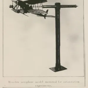 Wooden aeroplane model mounted for autorotation experiment