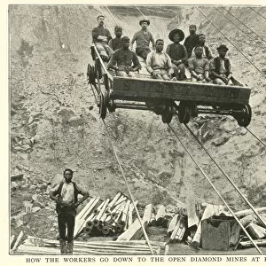 Workers descending, diamond mine, Kimberley