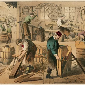 Workshop of a cooper (barrel maker)