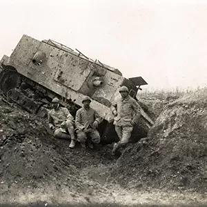 World War I - tank in a bomb crater
