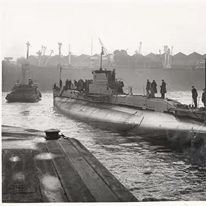 World War II launch of a new British submarine
