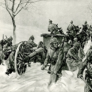 WW1 - Eastern Front - German soldiers advance in snow