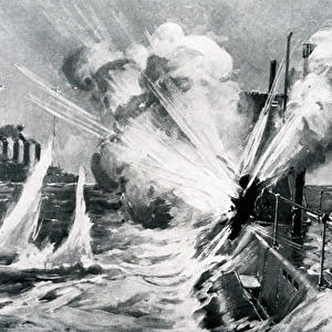 WW1 - HMS Birmingham sinking the German U-15 U-Boat