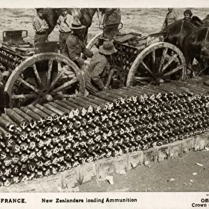 WW1 - New Zealand Anzac Troops loading ammunition, France