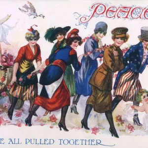WW1 - Peace - We ve All Pulled Together. Date: circa 1918 WW1 - Peace - We ve All Pulled Together. Date: circa 1918