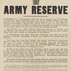 WW1 Recruitment Poster -- Army Reserve