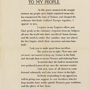 WW1 Recruitment Poster -- Letter from George V