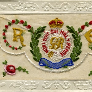 WW1 Royal Engineers - Silk Embroidered Greetings Card