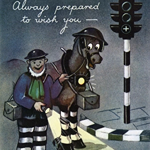 WW2 - ARP man with horse and flashlight