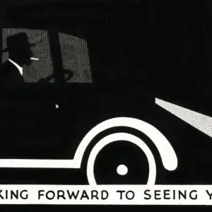 WW2 - Black-out - Couple driving, with only their dipped headlight beams. Date: circa 1941 WW2 - Black-out - Couple driving, with only their dipped headlight beams. Date: circa 1941