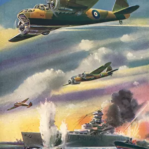 WW2 - Blenheim Bombers Attacking Warship