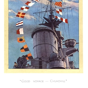 WW2 Christmas card, Good Voyage, Churchill