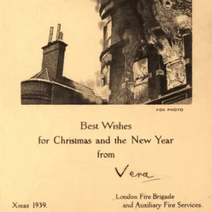 WW2 Christmas card, London Fire Brigade