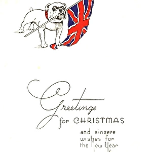 WW2 Christmas card, patriotic bulldog