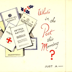 WW2 Christmas card, wartime restrictions