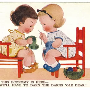 WW2 era - Comic Postcard - Now this economy is here