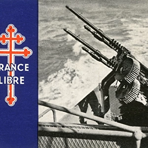 WW2 - Free French Navy gunner - Anti-Aircraft gun position