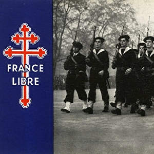 WW2 - Free French Navy Sailors on a march
