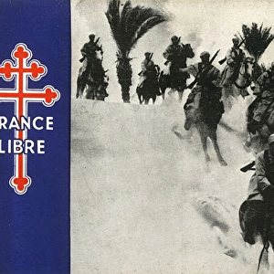 WW2 - Free French Spahis riding through the desert dunes