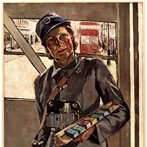 WW2 greetings card, Bus Conductor