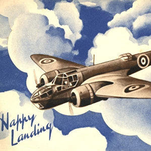 WW2 greetings card, Happy Landing