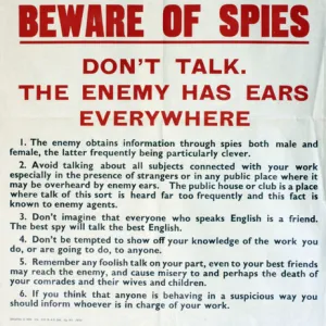 WW2 poster, Beware of Spies