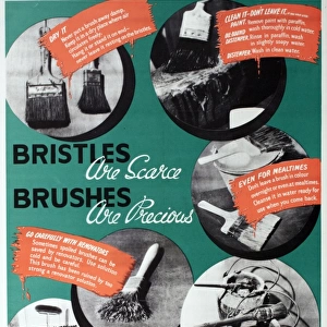 WW2 poster, Bristles are scarce, Brushes are precious