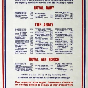 WW2 poster, Follow your trade in the fighting forces