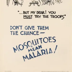 WW2 Poster -- Mosquitoes Mean Malaria