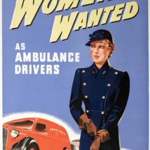 WW2 poster, Women wanted as ambulance drivers