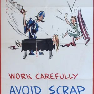 WW2 poster, Work carefully, avoid scrap