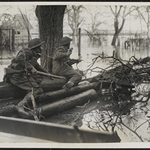 WW2 - Sgt R Raitley and Pte G B Ball among the floods south