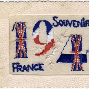WW2 - Souvenir sewn postcard - from France