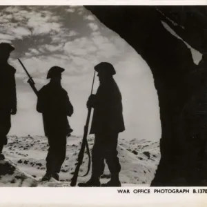 WW2 - Sunset on Western front - British soldiers on guard