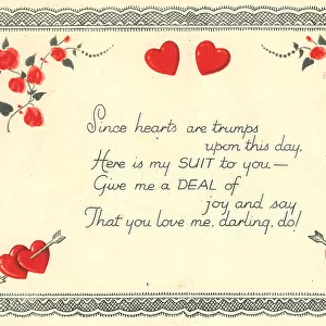WW2 Valentines Card Interior, Queen Of Hearts