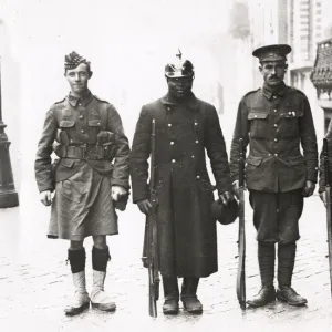 WWI: Belgian soldier from Congo, in German helmet