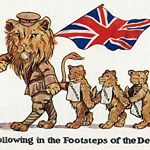 WWI - British Lion leads cubs of the Colonial Territories