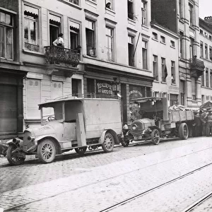 WWI: German motor vehicles in Brussels, occupation